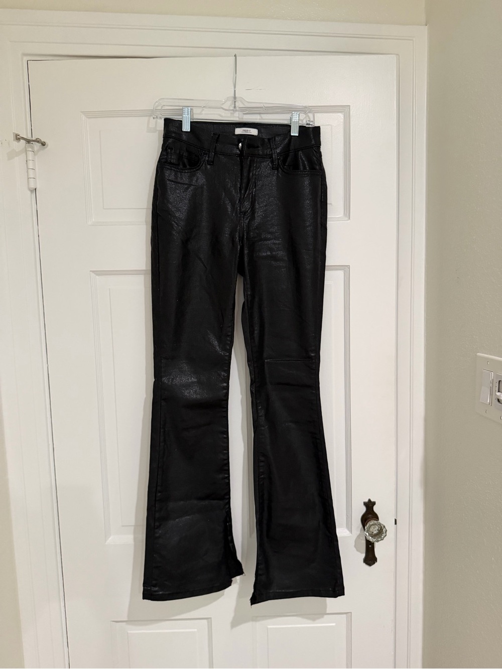 Forever 21 Black Faux-Leather Flared Jeggings